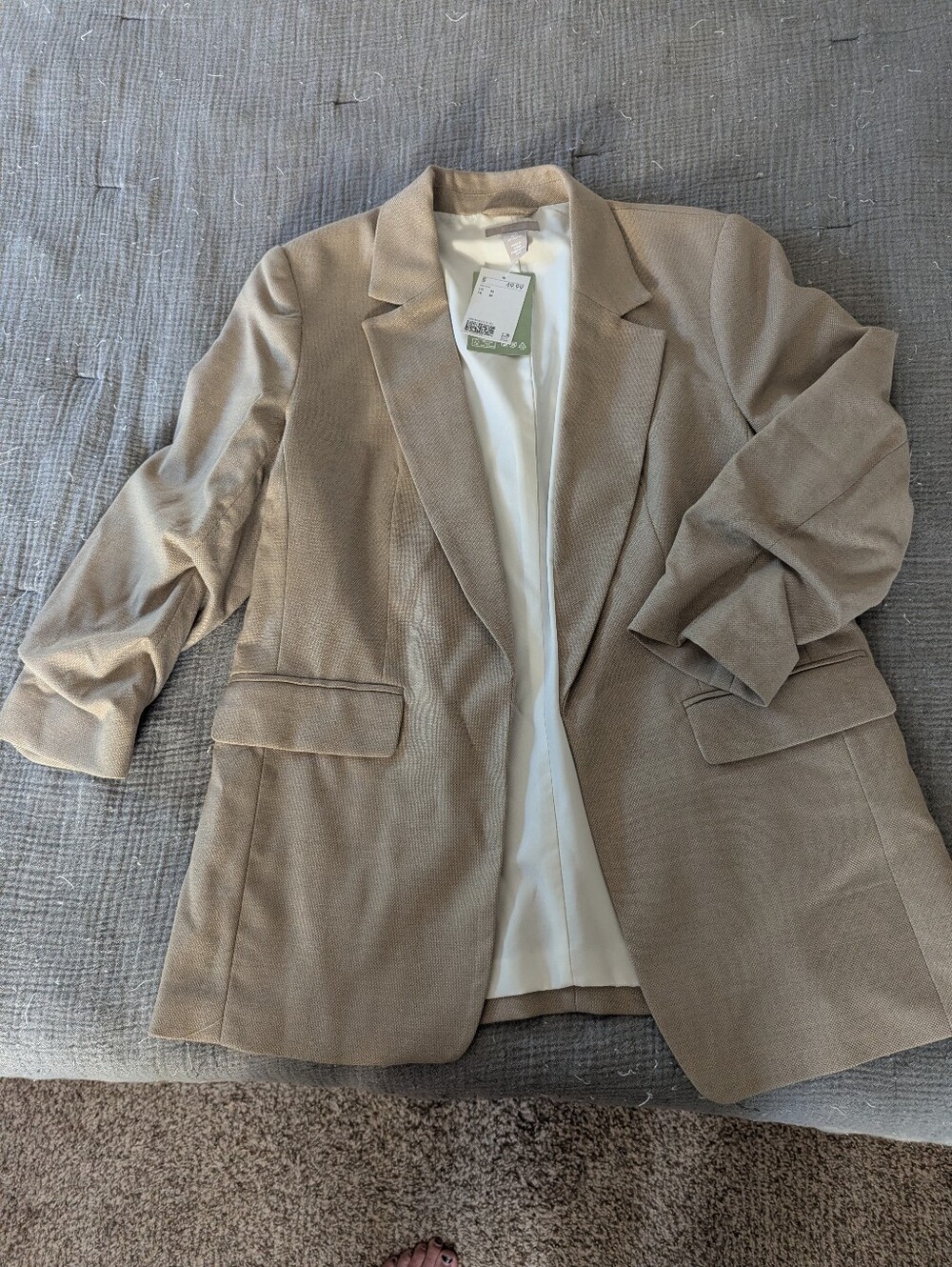 H&M Tan Linen Women's Relaxed Blazer